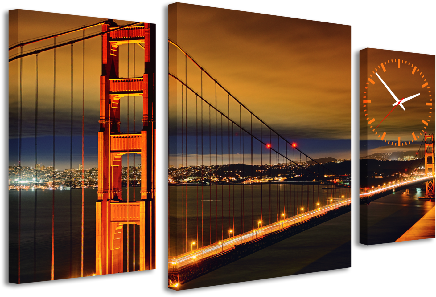 Horloge Tableau Design Golden Gate Ii 95x60 Cm (total) (1798x1080), Png Download