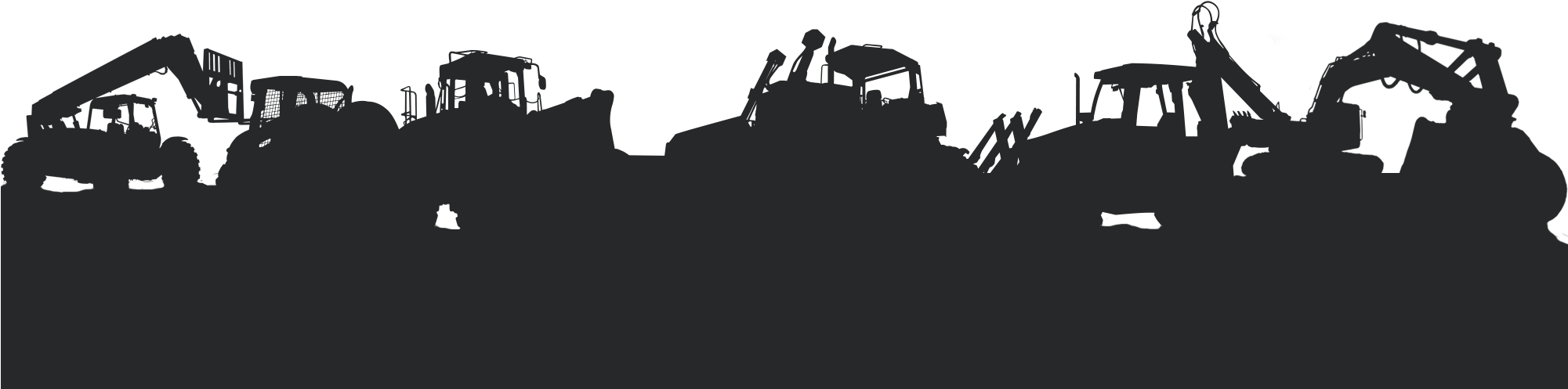 Construction Equipment Silhouette - Silhouette (2000x600), Png Download
