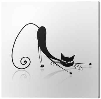 Graceful Black Cat Silhouette For Your Design Canvas - Cross Stitch Cat (400x400), Png Download