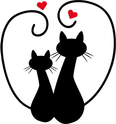Cat Silhouettes And Heart Wall Sticker - Happy Wedding Anniversary Cats (374x398), Png Download