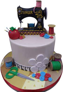 Homeall Custombirthday Silhouettes Cake - Sewing Machine (310x420), Png Download