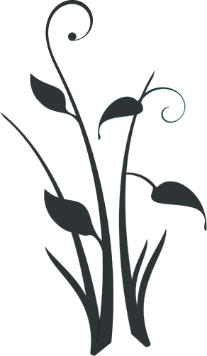 Flower Silhouette Clipart - Plants Clip Art Black And White (292x500), Png Download