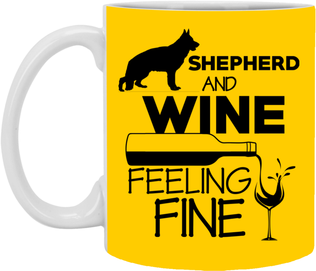 German Shepherd & Wine Feeling Fine - Mug (1024x1024), Png Download