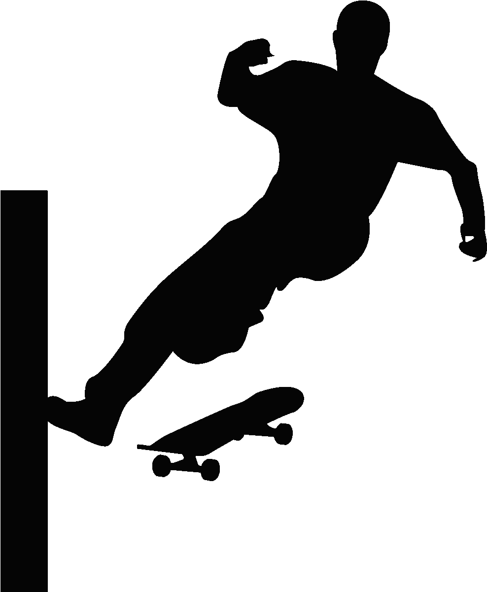 Sticker Silhouette Joueur De Skateboard Ambiance Sticker - Parkour Clip Art (1200x1200), Png Download
