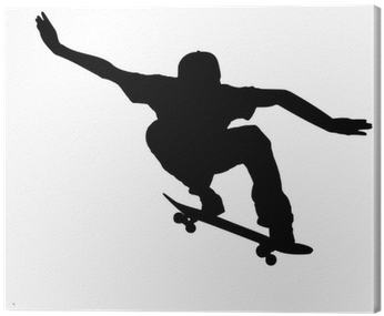 Silhouette Of A Skateboarder On White Background Canvas - Silhouette Of A Skateboarder (400x400), Png Download