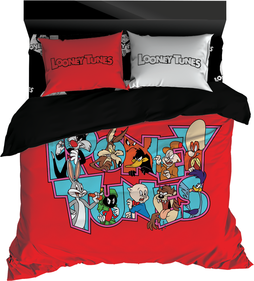 Looney Tunes Logo Red - Nightlife Dekbedovertrek Goodnight Black-200 X 200/220 (1000x1000), Png Download