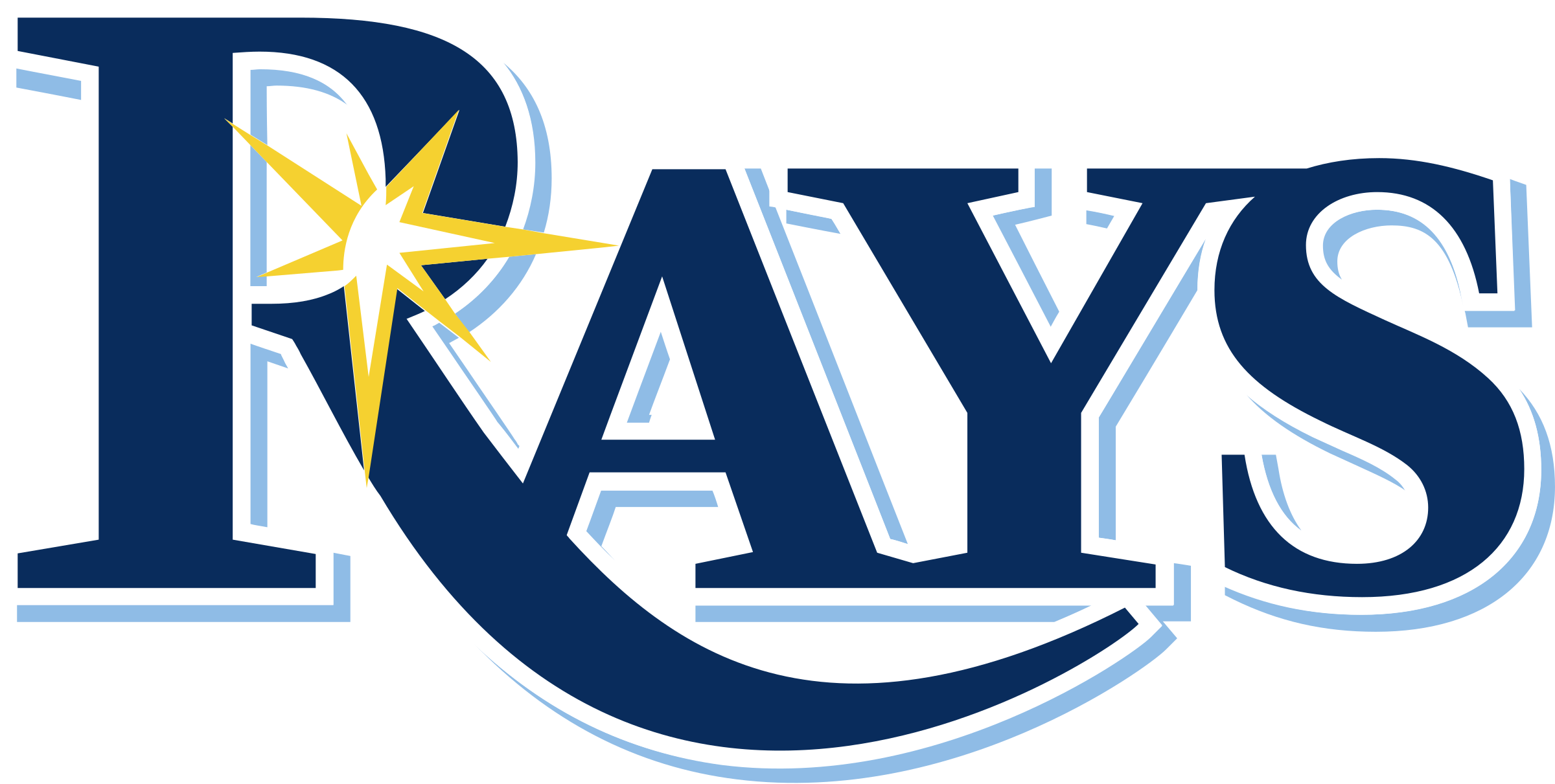Rays Logo Png Transparent - Tampa Bay Rays Logo 2017 (2400x1211), Png Download
