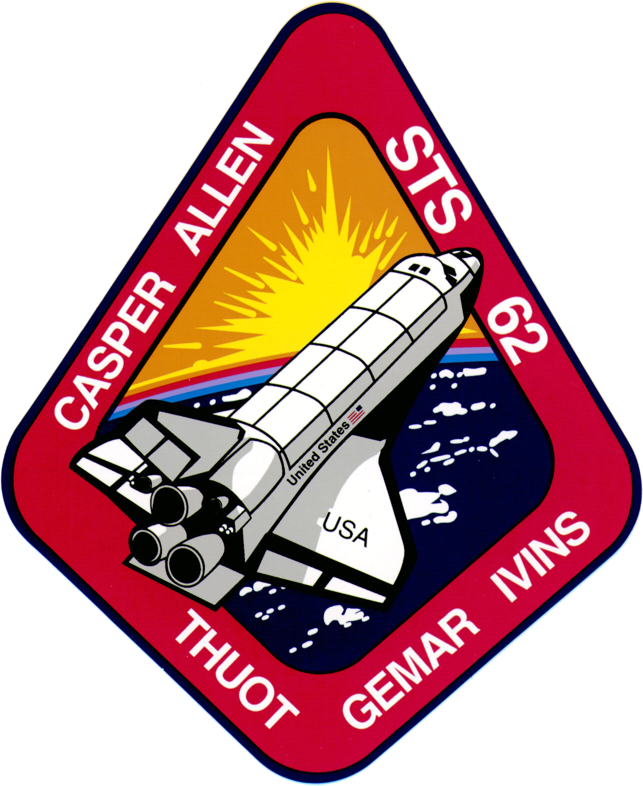 Sts 62 Patch - Sts 62 Mission Patch (1416x1703), Png Download