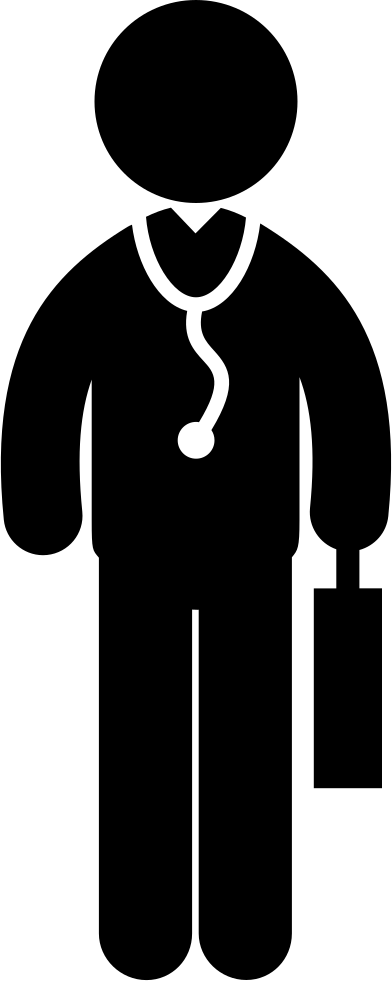 Medical Doctor Standing With Suitcase And Stethoscope - Group Of Doctors Icon (392x981), Png Download