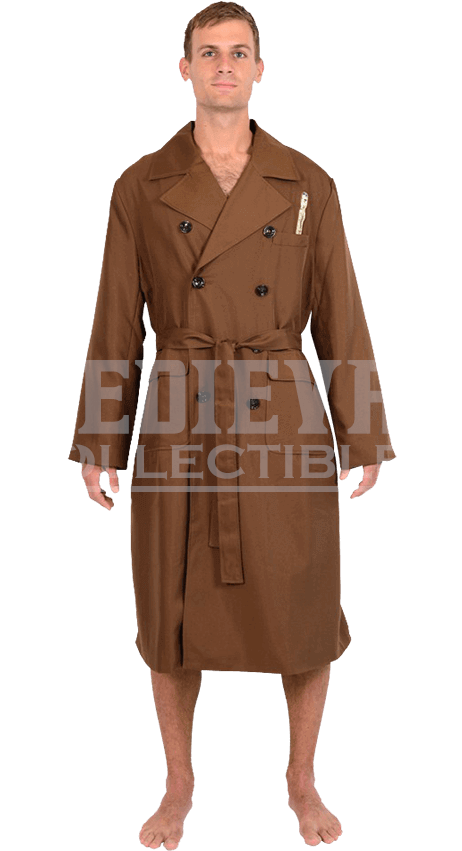 Doctor Who Tenth Doctor Trench Coat Robe - Doctor Who 10th Doctor Brown Trench Coat Styled Men's (850x850), Png Download