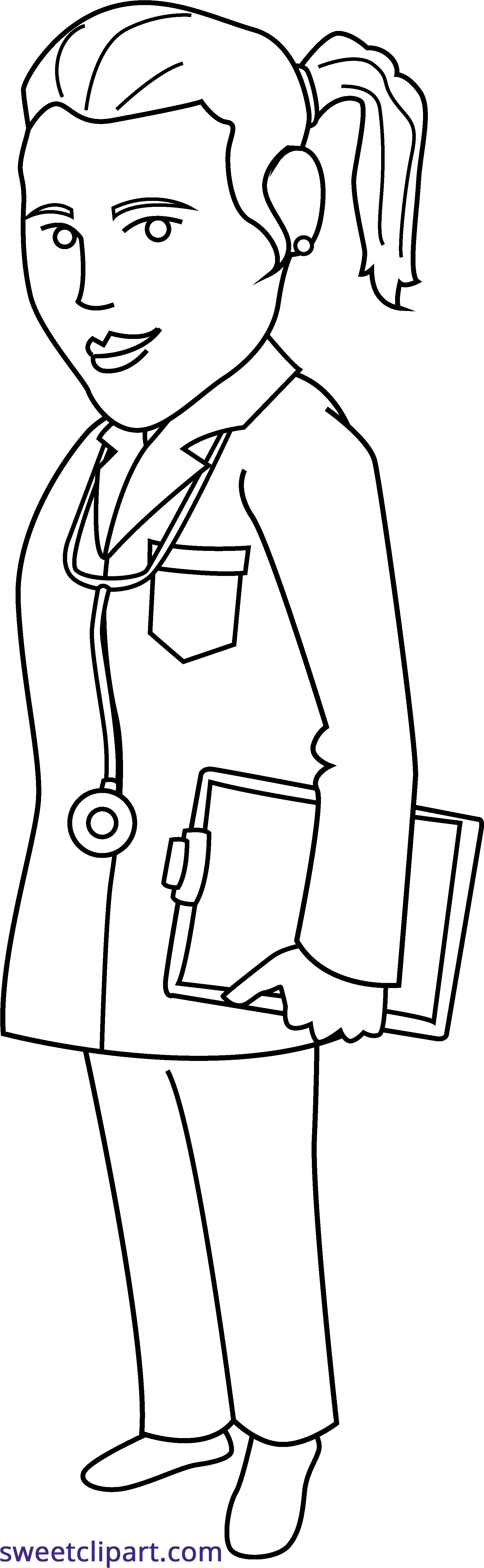Doctor Line Art Clipart - Sketch (1833x5860), Png Download