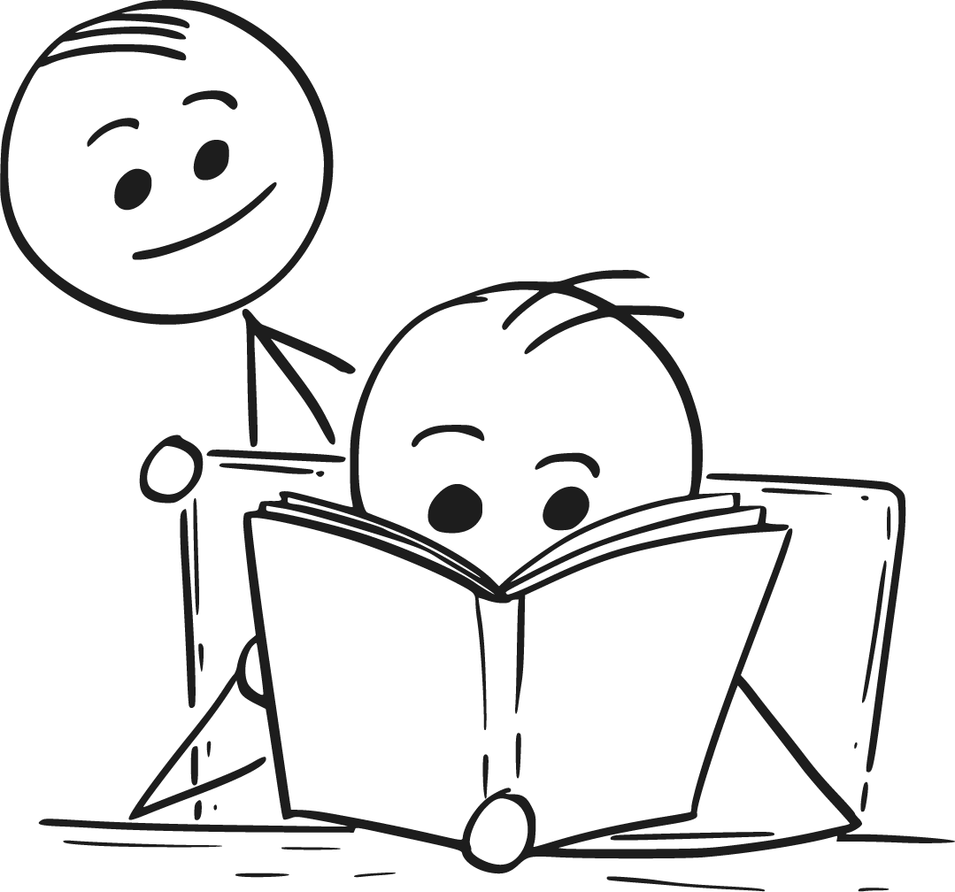 Reading 2 People - Cartoon Drawings Of A Book (1079x1008), Png Download