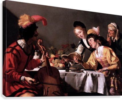 People Reading And Playing Music Canvas Print - Gerrit Van Honthorst Musik (429x353), Png Download