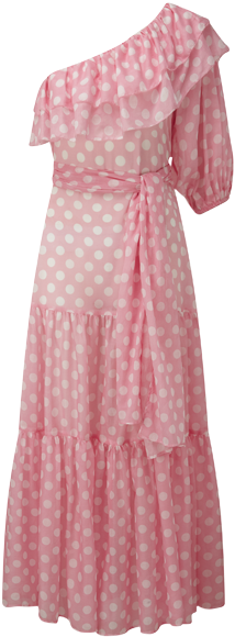 Arden Pink Polka Dot Cotton Pouf Sleeve Dress - Sleeve (414x600), Png Download