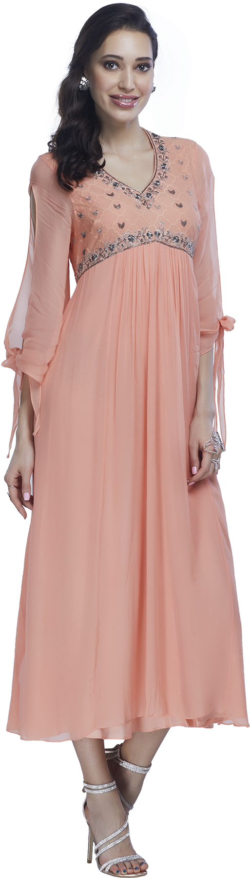 Peach Midi Dress By Casa - Deepa Dress Png Transparent (1200x1800), Png Download