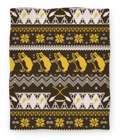 Hogwarts Ugly Christmas Sweater Pattern - Hufflepuff Blanket (484x484), Png Download