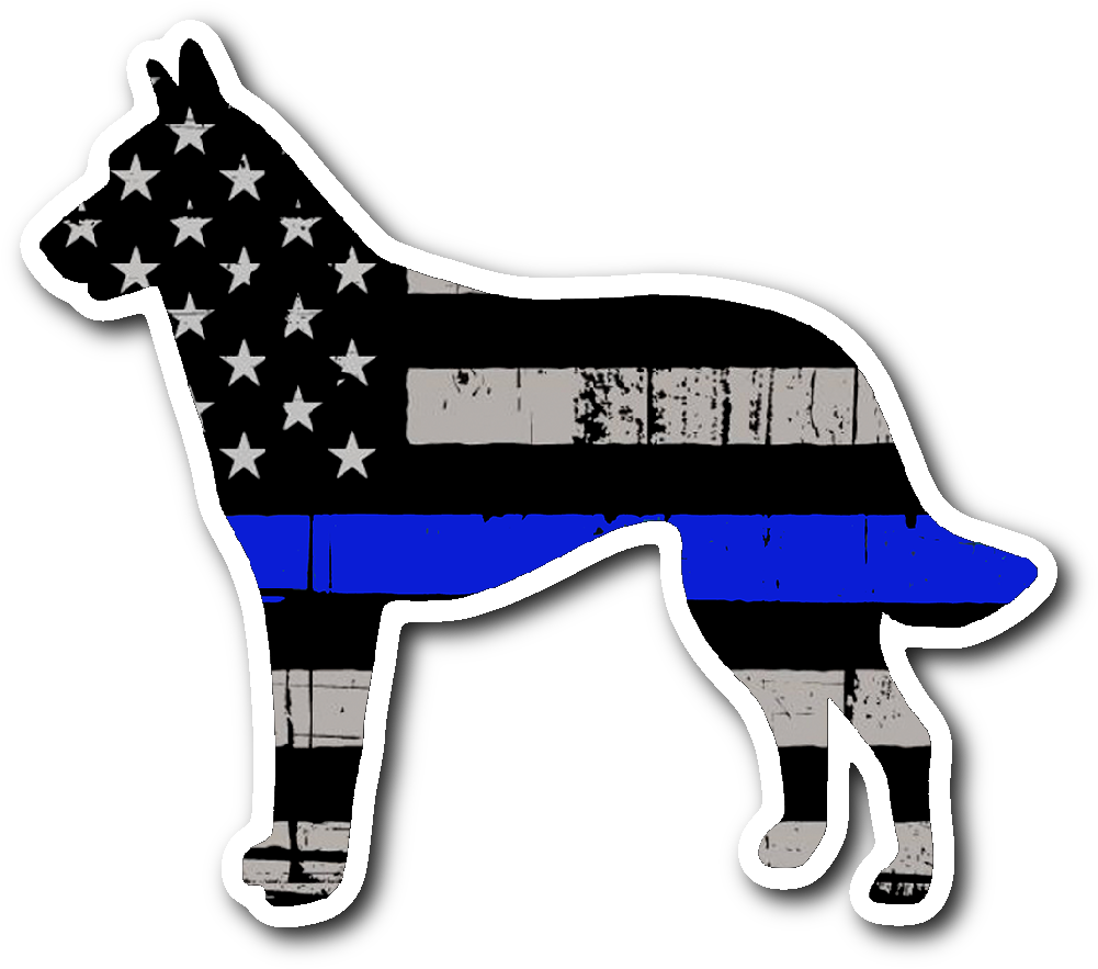 K-9 Belgian Malinois Thin Blue Line Flag Sticker - Thin Blue Line K9 Signs (1064x1064), Png Download