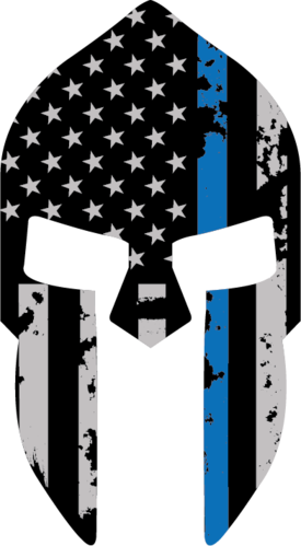 Spartan Thin Blue Line Car Window Decal, Police Decal, - Punisher Thin Blue Line (275x499), Png Download