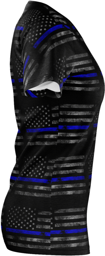 Womans Faded American Flag With Thin Blue Line T-shirt - High Heels (1024x1024), Png Download