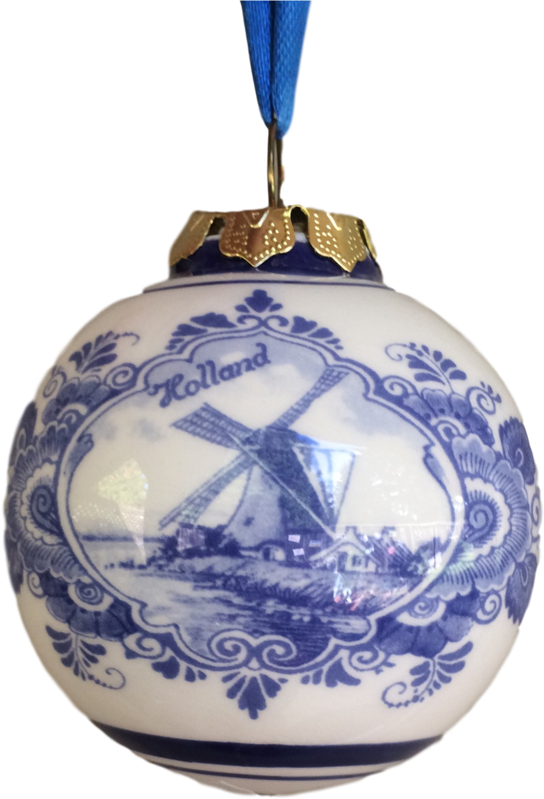 Kerstbal Delfts Blauw Windmolen Groot (1257x1647), Png Download