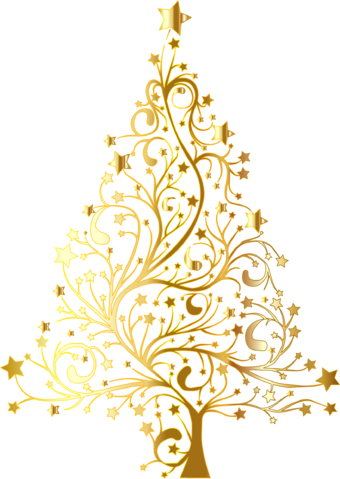 Starry Christmas Tree Gold No Background - Gold Christmas Tree Vector (340x479), Png Download