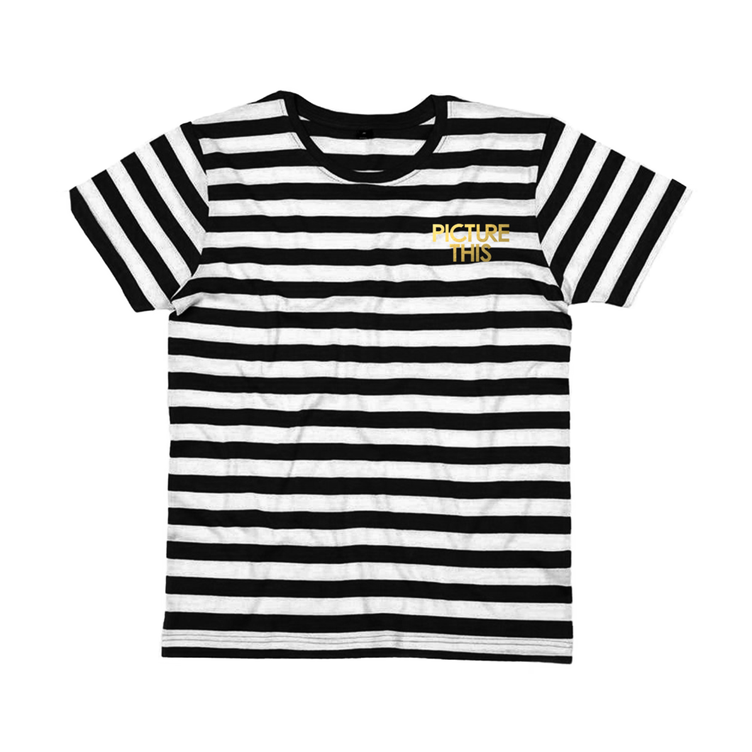 'gold Foil Logo' Striped T-shirt - Flamingo Stripe T Shirt (1060x1060), Png Download
