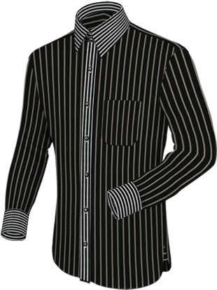 Mens Black And White Striped Shirts With French Collar - Shirt (340x420), Png Download