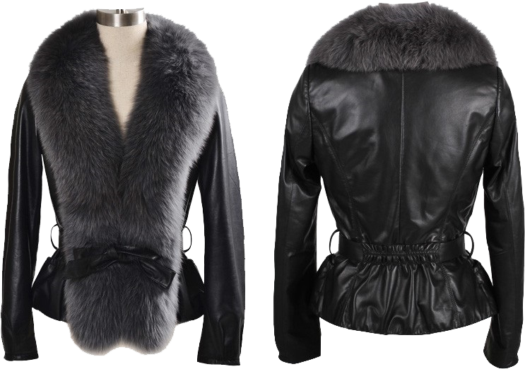 Download Png Image Report - Leather Jacket With Fur Women (743x522), Png Download