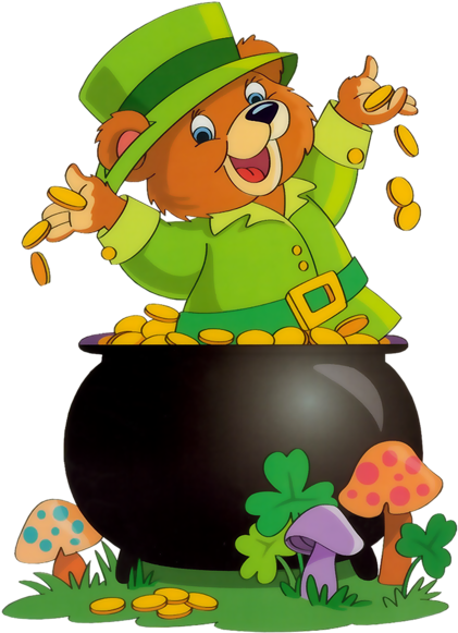 Saint Patrick Bear With Pot Of Gold Happy St Patricks - Saint Patrick's Day (450x600), Png Download