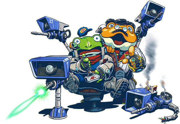 Defeat Waves Of Rampaging Robots Via Hi Tech Wall Mounted - Star Fox Guard Wiiu (600x413), Png Download