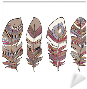 Ethnic Indian Feathers Plumage Background Wall Mural - Feather (400x400), Png Download