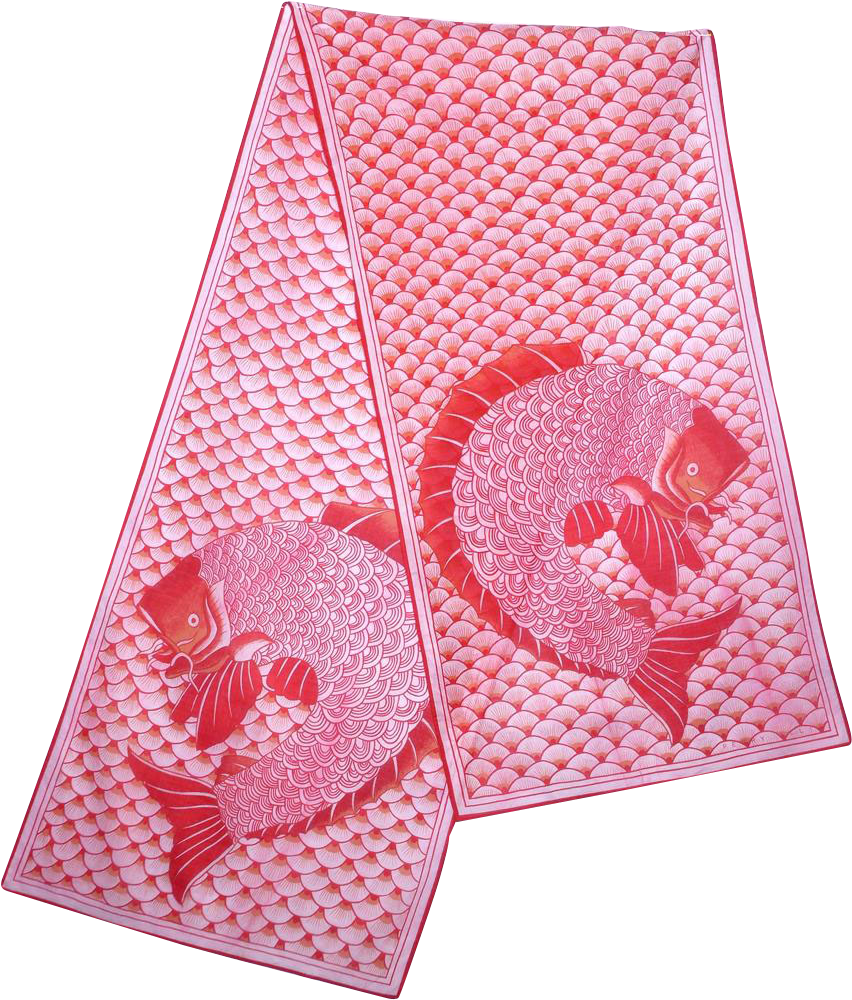 1990s Perry Ellis Koi Fish And Fish Scale Print Cotton - Perry Ellis (999x999), Png Download