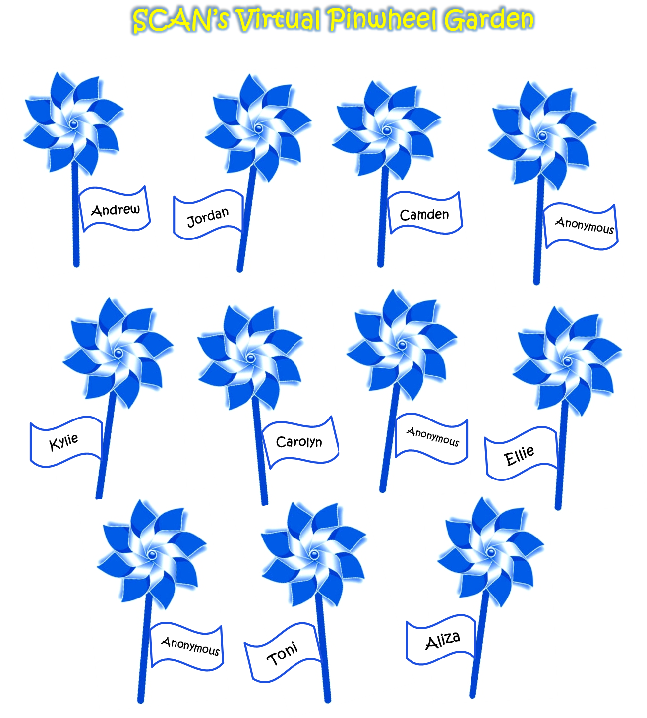 Virtual Pinwheel Garden 4 19 - Blue Pinwheel For Prevention (1305x1448), Png Download
