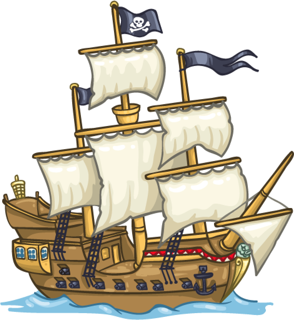 Pirate Ship - Cartoon Pirate Ship Art (1024x1024), Png Download