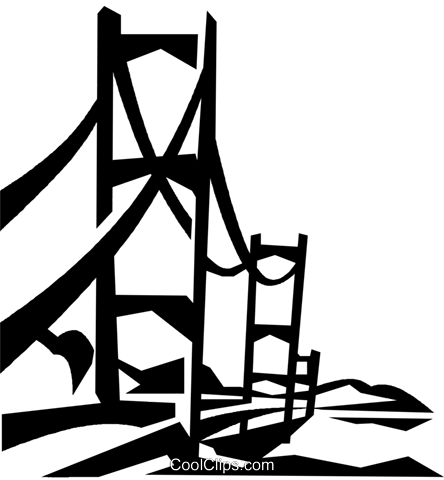 Suspension Bridge Royalty Free Vector Clip Art Illustration - Bridge (444x480), Png Download