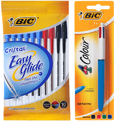 Pens - Bic Cristal Easy Glide Ballpoint Pens Medium Blue Box (412x412), Png Download