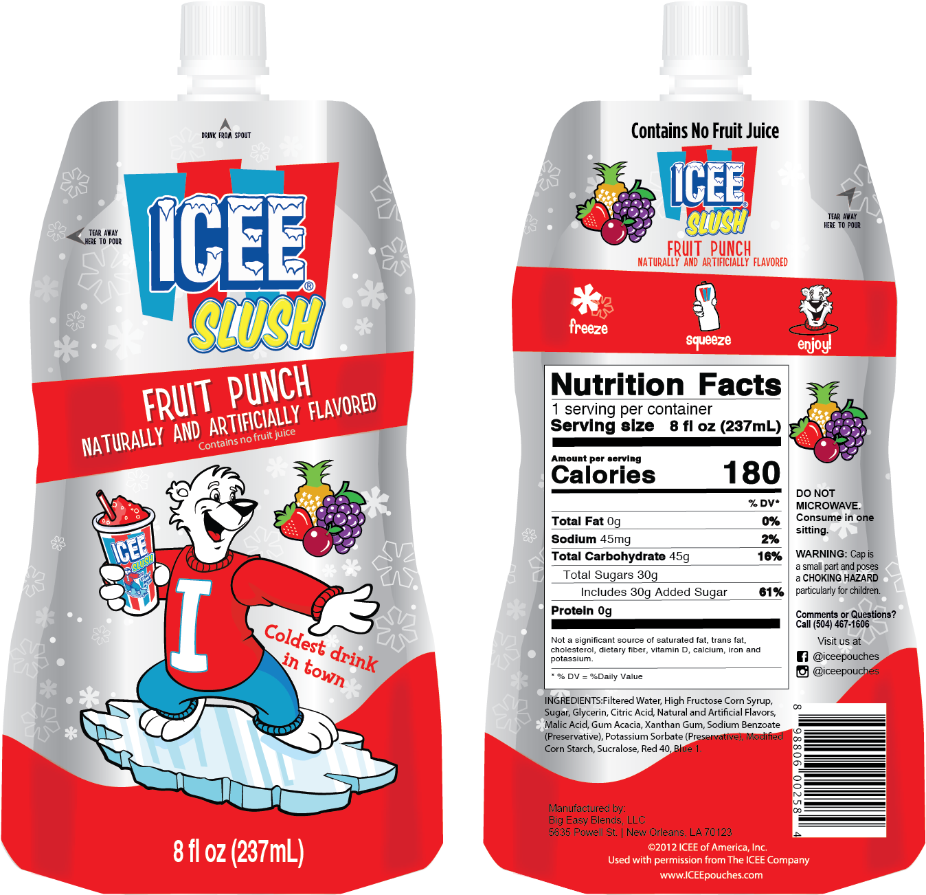 Fruit Punch - Icee Slush, Blue Raspberry Flavored - 8 Fl Oz (1500x1451), Png Download