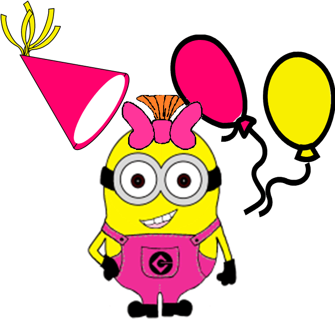 Minion Birthday Party Clipart 6 By Ronald - Cartoon Drawing With Colour (691x674), Png Download