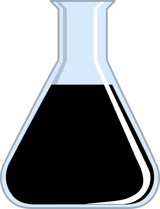 Erlenmeyer Flask, Flask, Chemistry, Black, Laboratory - Test Tube Clipart (551x720), Png Download