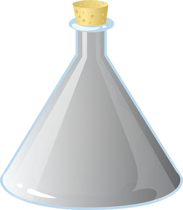 Flask, Beaker, Container, Glass, Laboratory, Chemistry - Fiole En Verre Chimie (628x720), Png Download