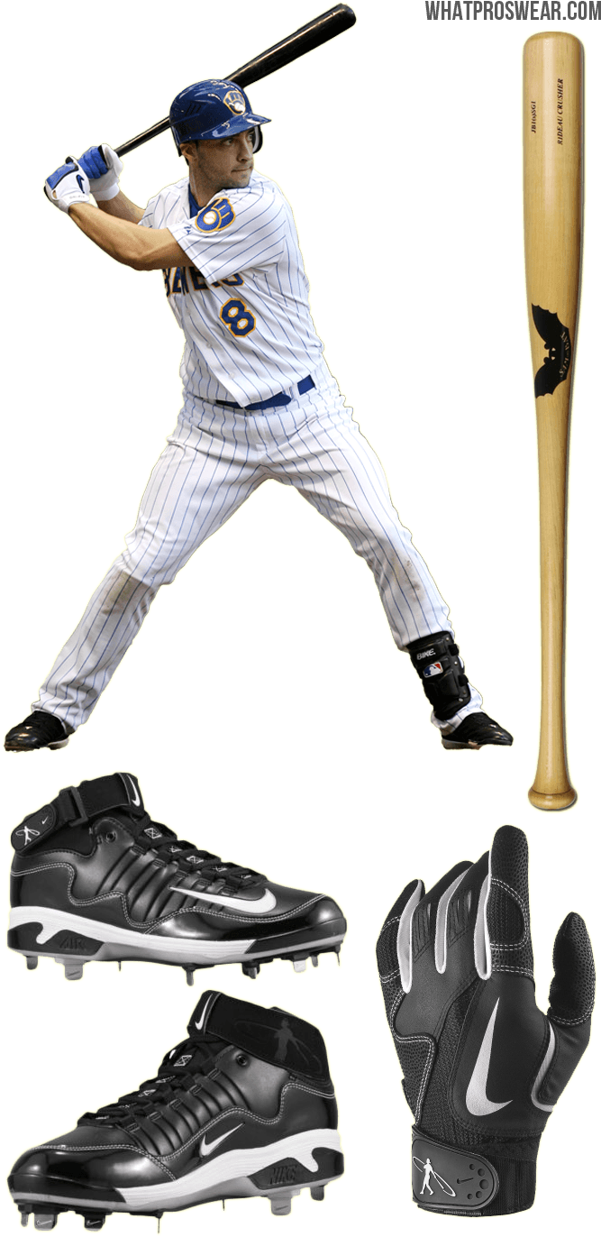 Ryan Braun Bat, Batting Gloves, Cleats, Nike Air Swingman - Ryan Braun 2018 Cleats (674x1377), Png Download