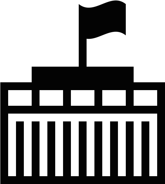 Government Statistics - Building With Flag Icon (629x602), Png Download