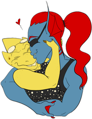 Alphys And Undyne Sittin In A Tree - Tumblr (540x465), Png Download