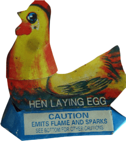 Don't Be A Chicken This Chicken Shoots Colored Eggs - Chicken Laying Eggs Fireworks (500x445), Png Download