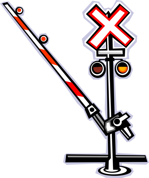 Vector Illustration Of Railroad Rail Transport Speeding - Railroad Crossing Clipart Png (588x700), Png Download