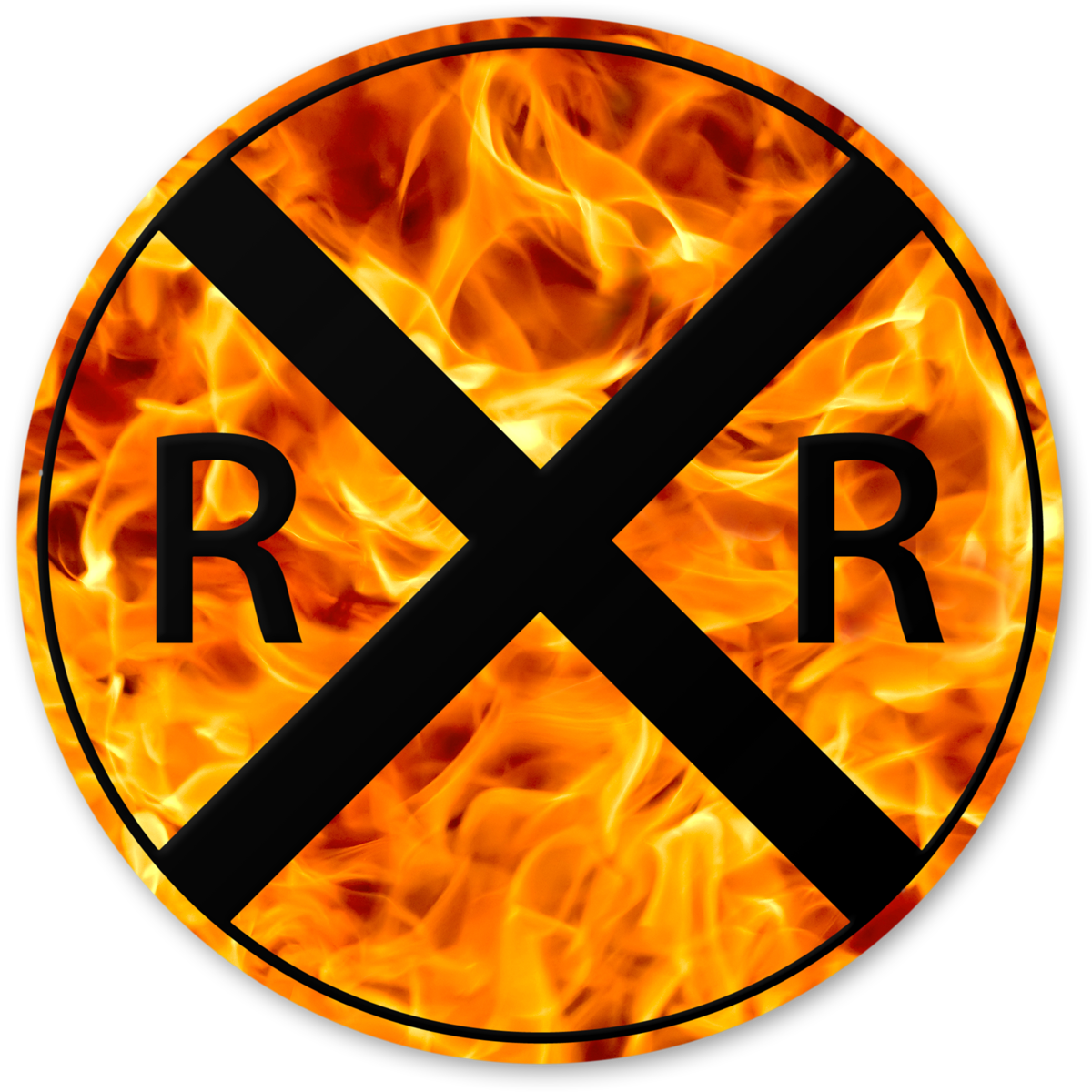 Railroad Sign On Fire - Traffic Signs Rail Road (1200x1200), Png Download