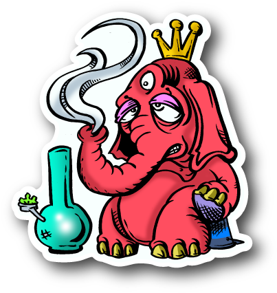 King Elephant Hitting The Bong Sticker - Weed Stickers (600x600), Png Download