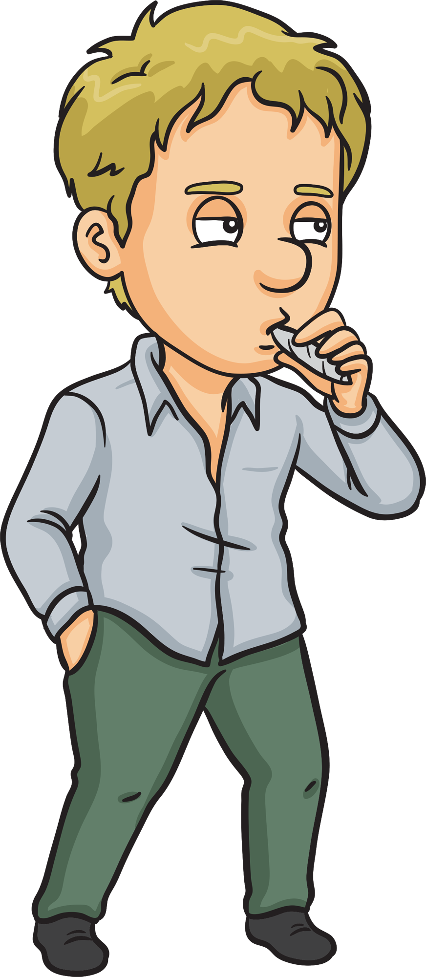 Let's Check Out The Essential Essentials That Appear - Clipart Guy Smoking Weed (872x2000), Png Download
