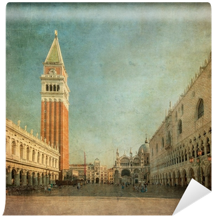 Vintage Image Of Piazza San Marco Wall Mural • Pixers® - St Mark's Campanile (400x400), Png Download
