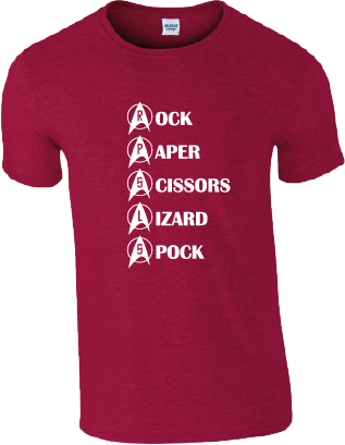 Rock Paper Scissors Lizard Spock - Gildan Men's Softstyle Ringspun Cotton Short Sleeve (317x409), Png Download